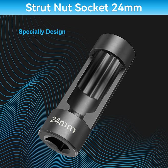 Suspension Socket Tool - 18mm, 19mm, 21mm, 22mm, 24mm Strut Nut Sizes, 12 Point 1/2" Drive, Easy Strut Nut Removal, Vm Number 3353