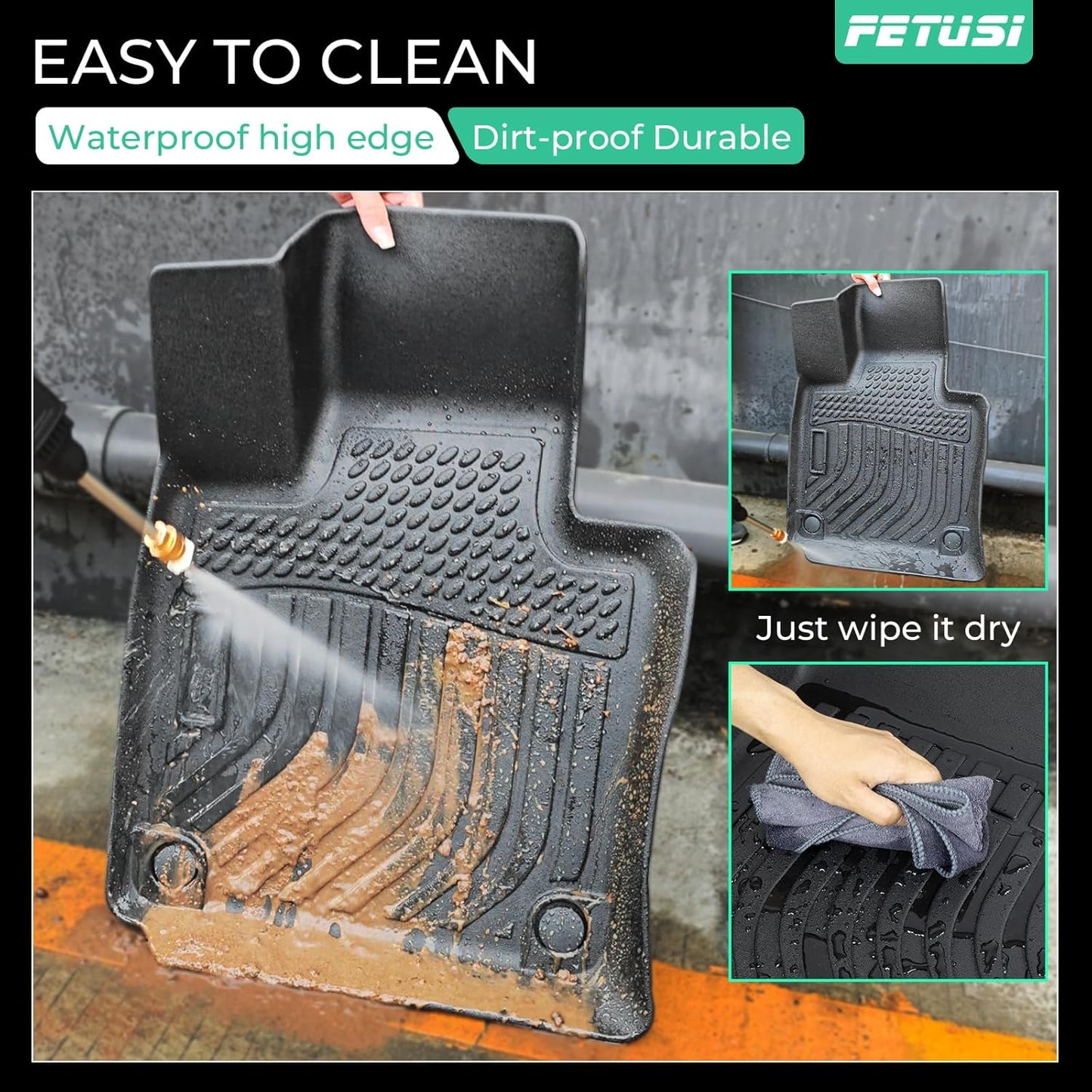 Floor Mats Fit for Toyota Tacoma 2024 2025 Double Cab (Not fit Hybrid),All Weather Floor Liner for Tacoma TPE Custom Fit Car Mats Front&Rear 2 Row Tacoma Accessories Car Mats,Black