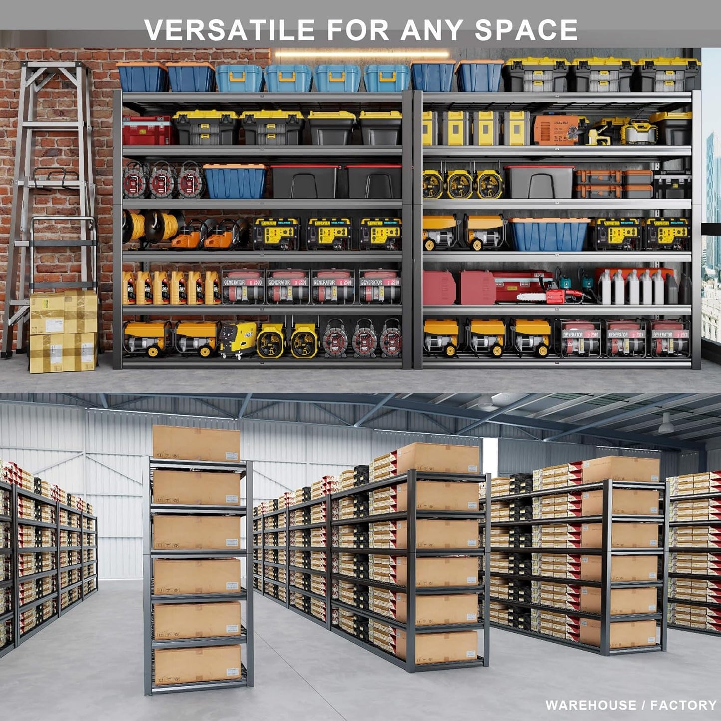 60" Wide Heavy Duty Garage Shelving Adjustable 6 Tier Garage Storage Shelves 3900LBS Metal Shelving Unit Industrial Utility Shelf, 84" H x 60" W x 24" D, 2 Pack