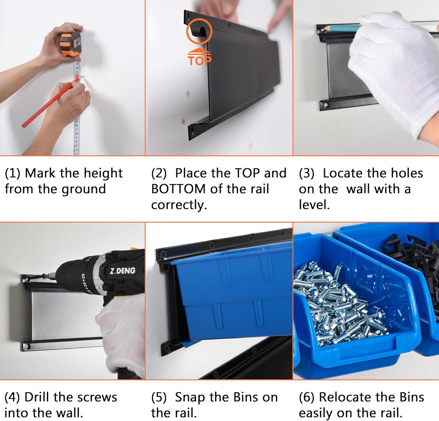Wallmaster 8-Bin Storage Bins Garage Rack System 2-Tier Orange Tool Organizers Cube Baskets Wall Mount Organizations (Blue)