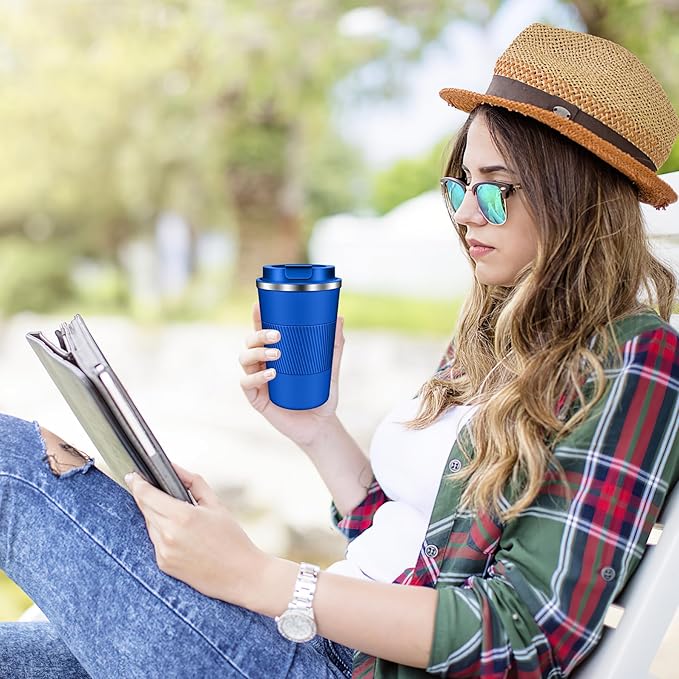 Coffee Travel Mug 12 oz & 17 oz Insulated Coffee Mug with Lid Portable Spill-Proof Coffee Travel Mug No Handle Reusable Stainless Steel Mug Keeps Cold and Hot Suitable for Car, Daily, Travel and Gifts