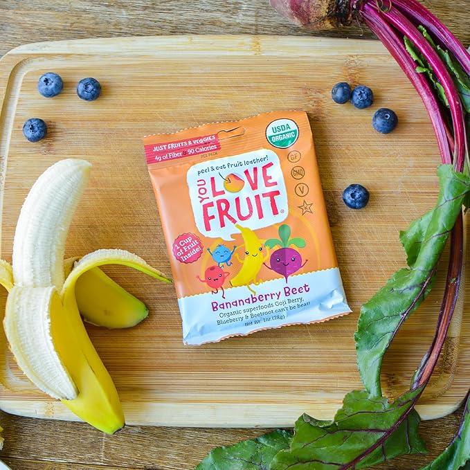 YOU LOVE FRUIT – BANANABERRY BEET All Natural Fruit Snacks, Healthy Snack Pack, Real Fruit! Gluten Free, Non GMO, Vegan, Fiber packed, Low Fat, Kosher, Variety Pack, Great For Adding To Gift Box, 1.0 oz (Pack of 12)