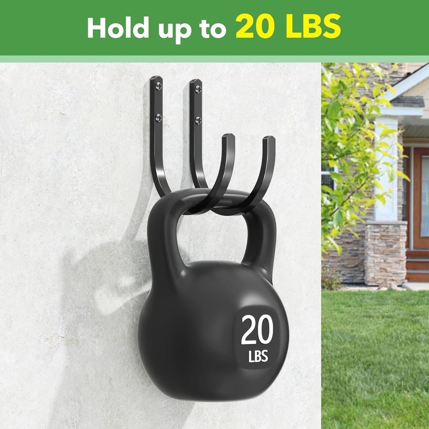 Garden Hose Holder Wall Mount - Aluminum Hose Hanger for Outside, Durable Wall-Mounted Hose Holder for Garden & Outdoor Use(4 Hooks)