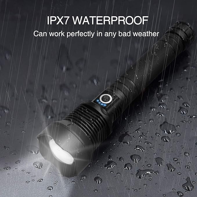 Rechargeable LED Flashlights High Lumens, 90,000 Lumens Super Bright Flashlight with 5 Modes & Waterproof, Powerful Handheld Flashlight for Camping Emergencies