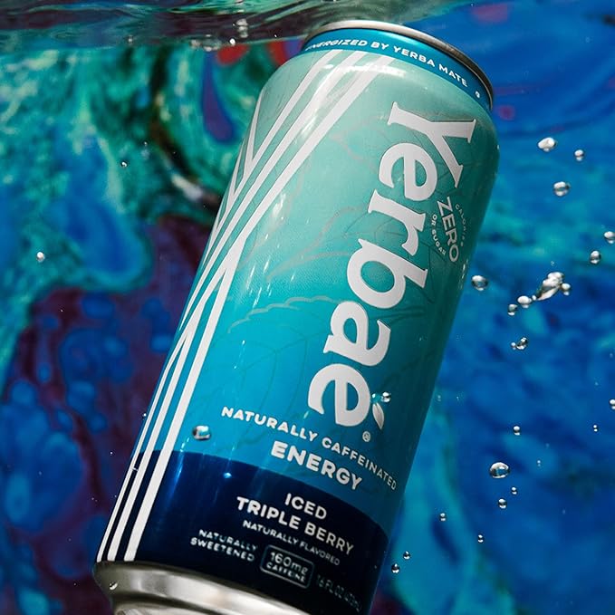 Yerbaé Energy Beverage - Iced Triple Berry, 0 Sugar, 0 Calories, 0 Carbs, Energized by Yerba Mate. Yerbae is a Plant-Based, Healthy Alternative to Sugary Energy Drinks, 16oz cans (12 Pack)