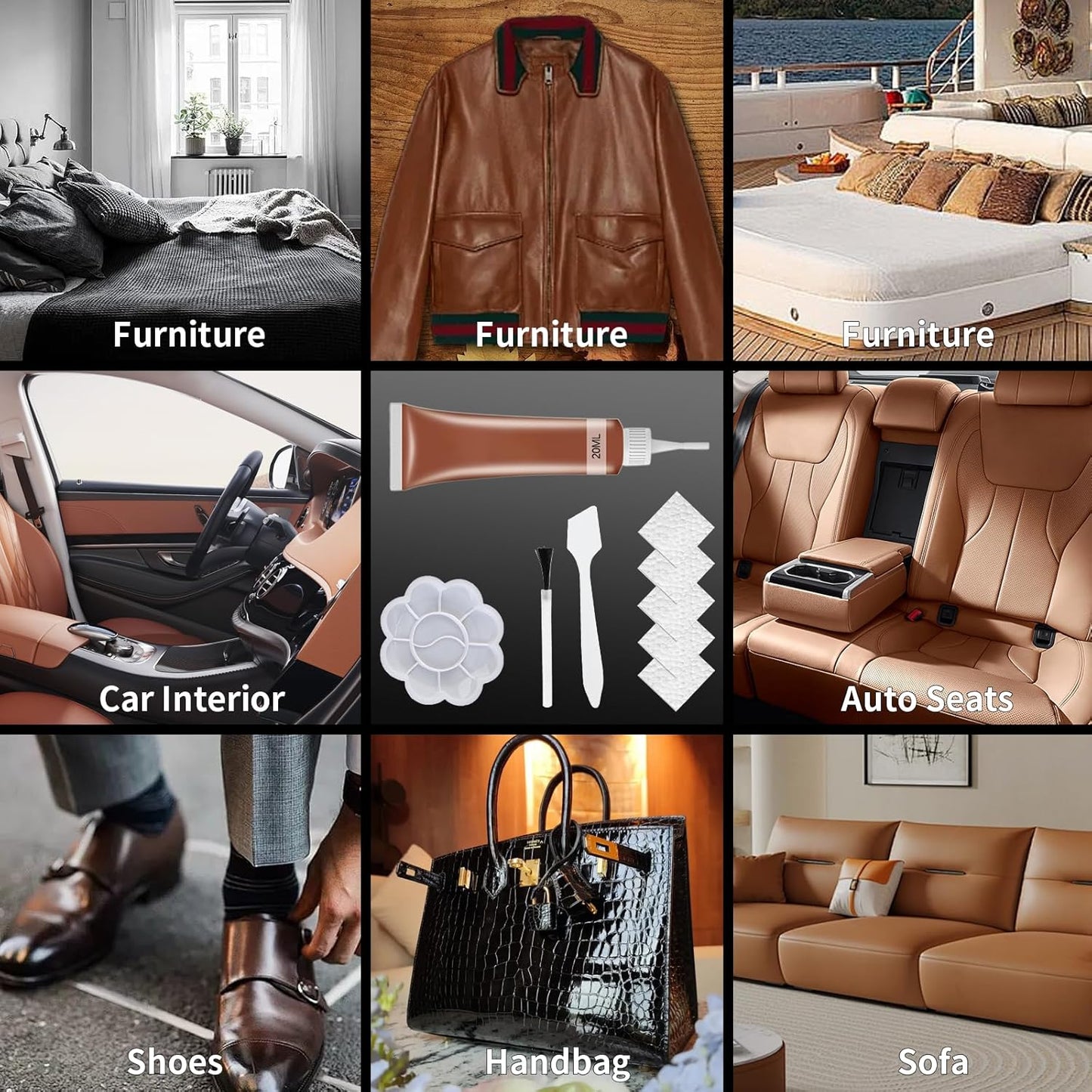 Advanced Leather Repair Gel, 2025 New Leather Repair Coloured Cream Gel, Upgrade Professional Leather Repair Kit for Car Seat Vinyl Repair Kit, Multifunctional Couch and Jacket Repair Kit (Dark Red)