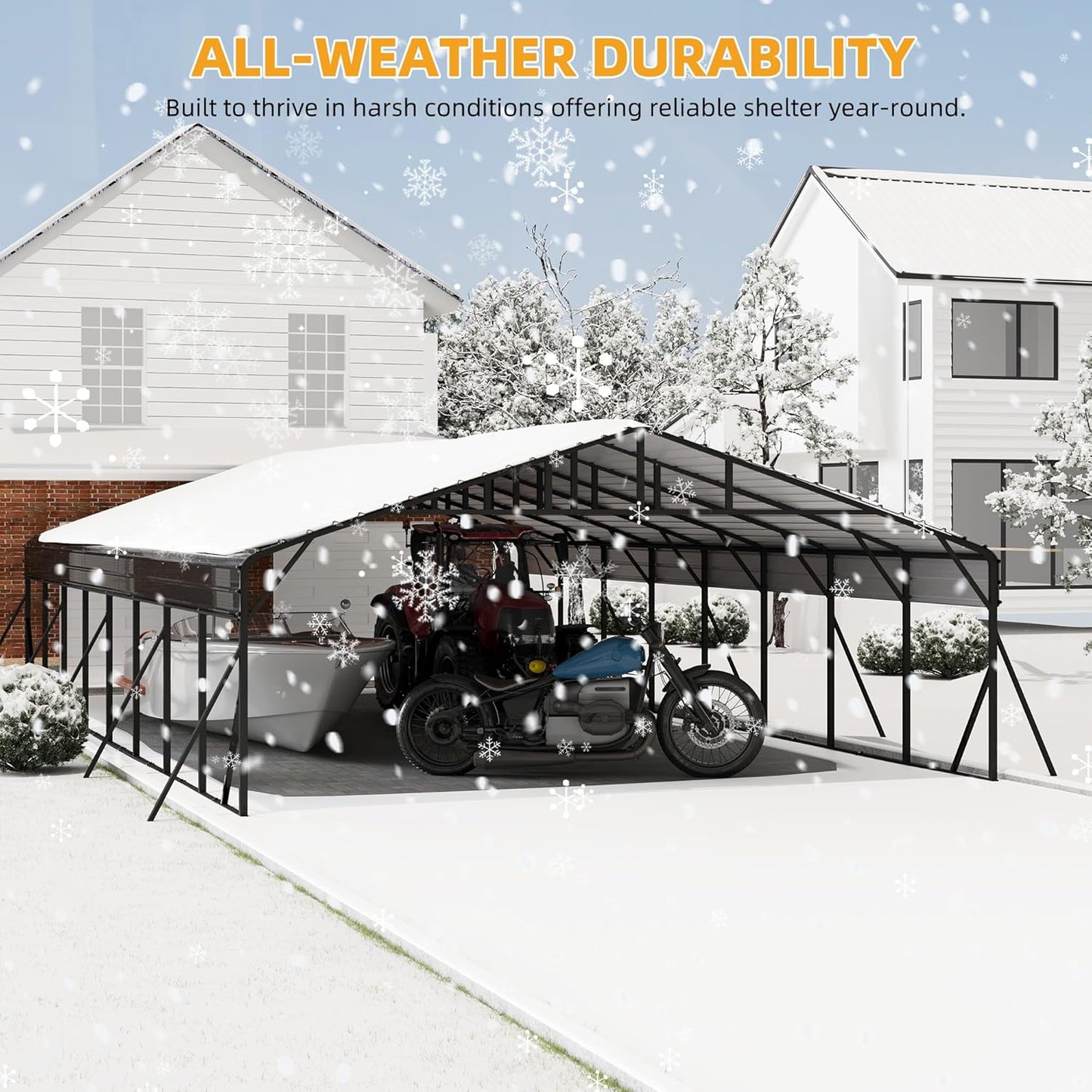 20' x 40' x 8.5' Heavy Duty Metal Carport with Galvanized Steel Roof, Steel Carport Kits Outdoor with Metal Roof, Galvanized Car Shelter for Tractors, Pickup, Boat, Car