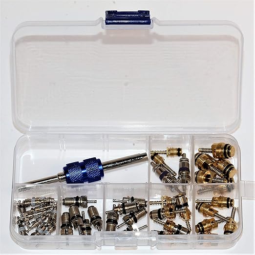 Car A/C Repair Kit - O-Ring Set + AC Valve Cores | Fix Air Conditioning | + Removal & Install Tool | R12 & R134a | - Also for Tire Valve Stems!