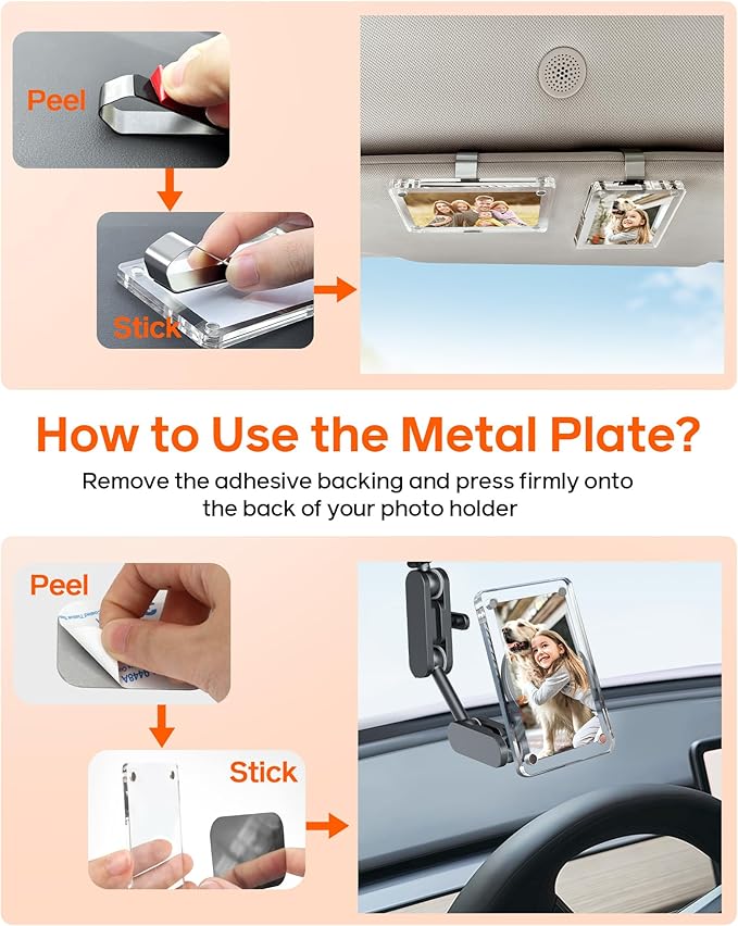 2Pcs Car Picture Holder for Visor Magnetic Picture Frame for 3 Inch Photos, Car Sun Visor Photo Holder with Strong Acrylic Magnet, Personalized Car Accessories with Clips for Easy Display