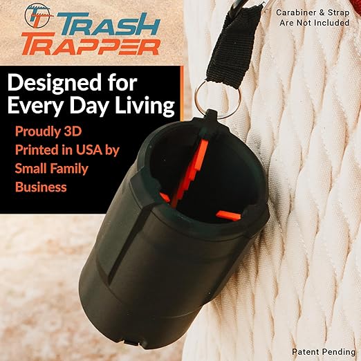 Trash Trapper The Cup Holder Trash Can for Car, Original Patent-Pending Trash Compaction Holds up to 10x More Trash to Save You Time, Portable Trash Can for Car, Stroller, Backpacks, Black/Grey