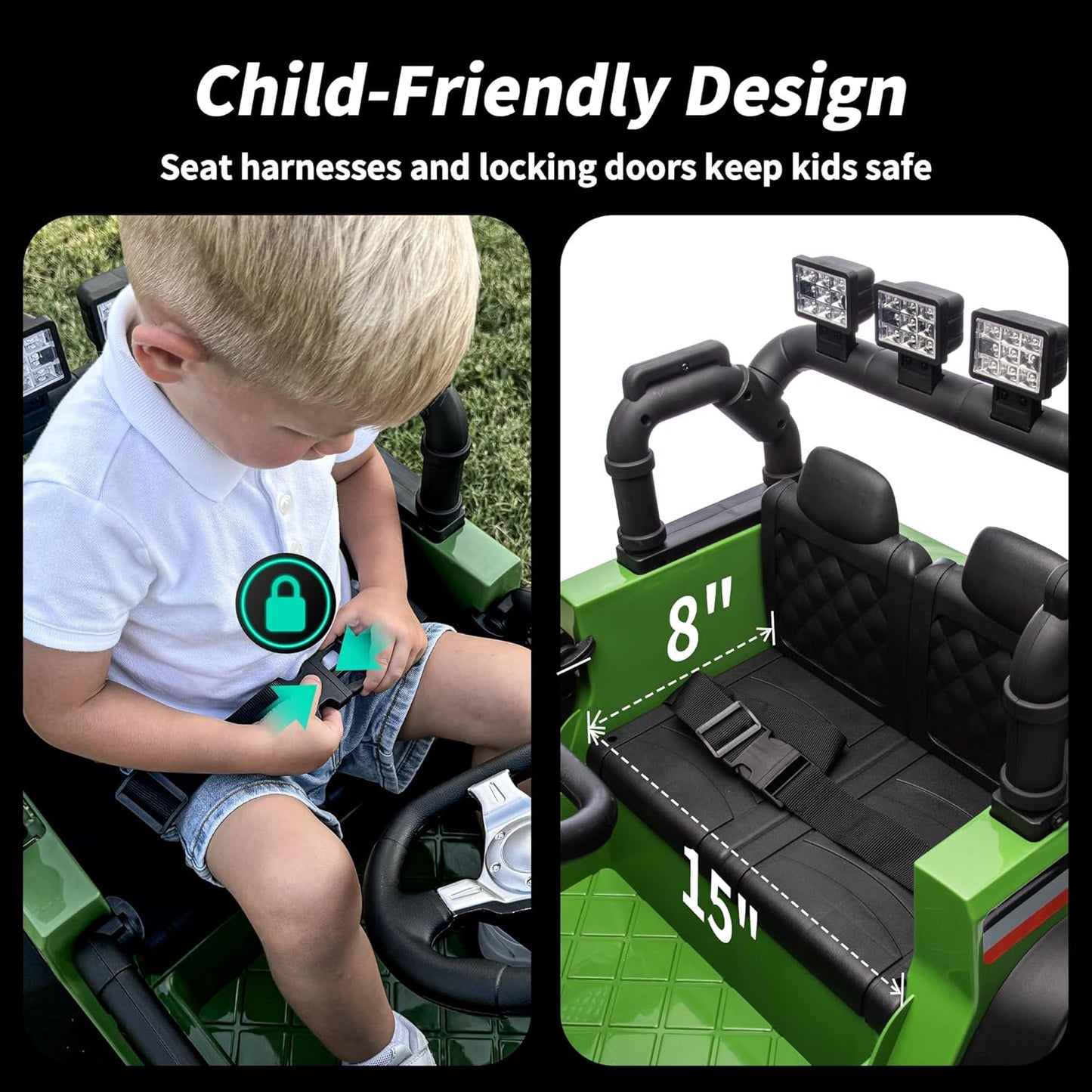 4WD Kids Ride on Car Truck, 12V 7Ah Kids Electric Vehicles Car Ride on Toy w/Remote Control - Army Green