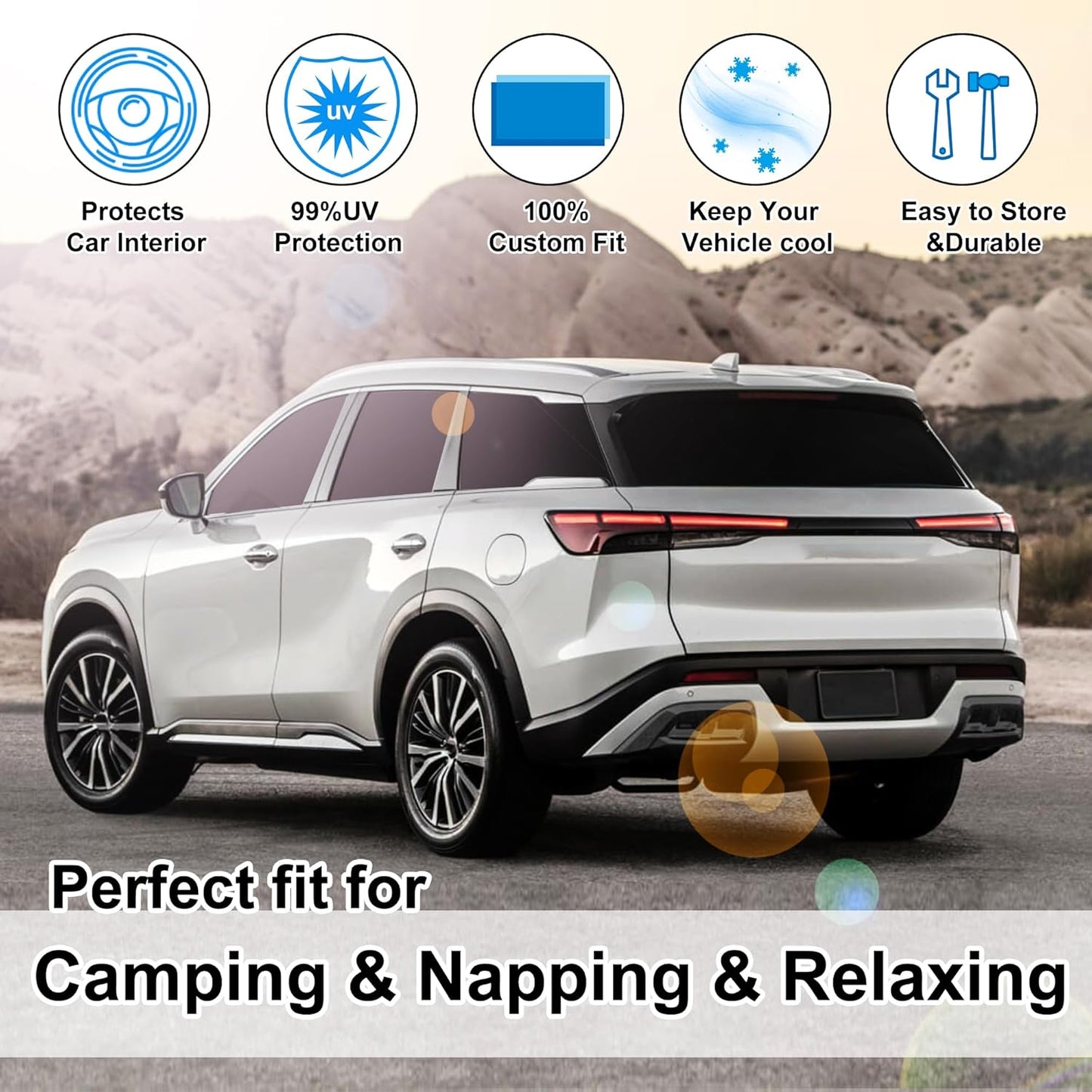 TINGLU Window Shades for Infiniti QX60 2014-2021 Accessorie Car Side Full Windows Rear Triangular Windshield Sun Shade Sun UV Rays & Privacy Protection for Camping,Napping,and Relaxing 8PCS