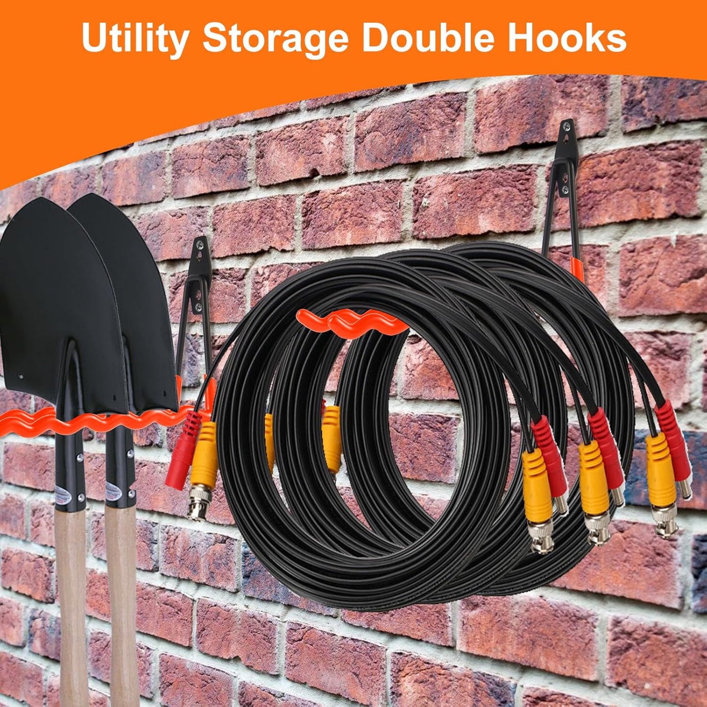 Wall Mounted Garage Hooks Tool Organizer, 10 Inch Garage Storage Hook Heavy Duty Utility Wall Hangers Orange for Ladders, Hose, Garden Tools, Set of 4