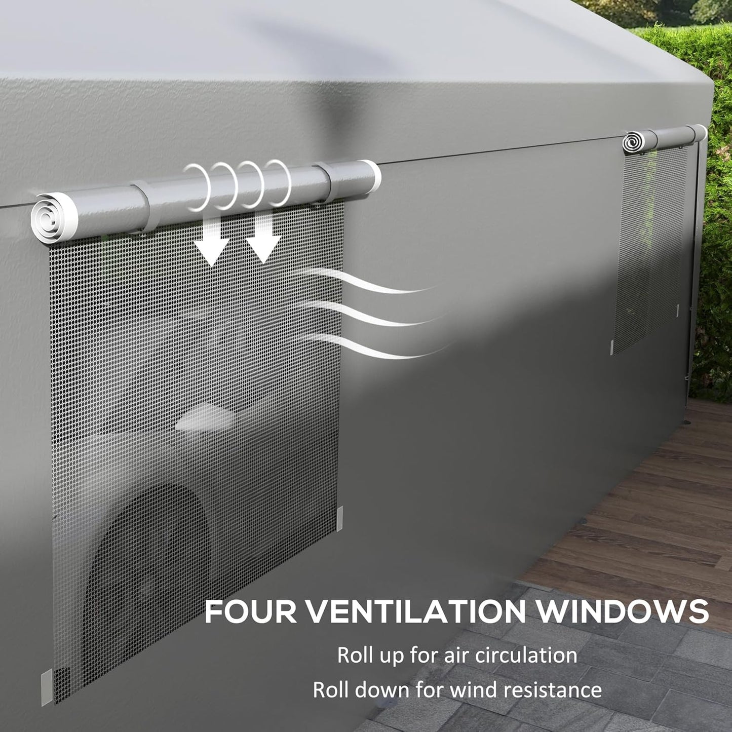 Outsunny Carport 10' x 20' Portable Garage, Heavy Duty Car Port Canopy with 2 Roll-up Doors & 4 Ventilated Windows for Car, Truck, Boat, Garden Tools, Gray