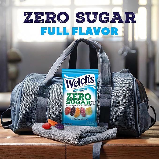 Welch's Zero Sugar Fruity Bites, Mixed Fruit Snack Box, Gluten Free & Sugar Free Snacks, 3oz Snack Packs (Pack of 6)