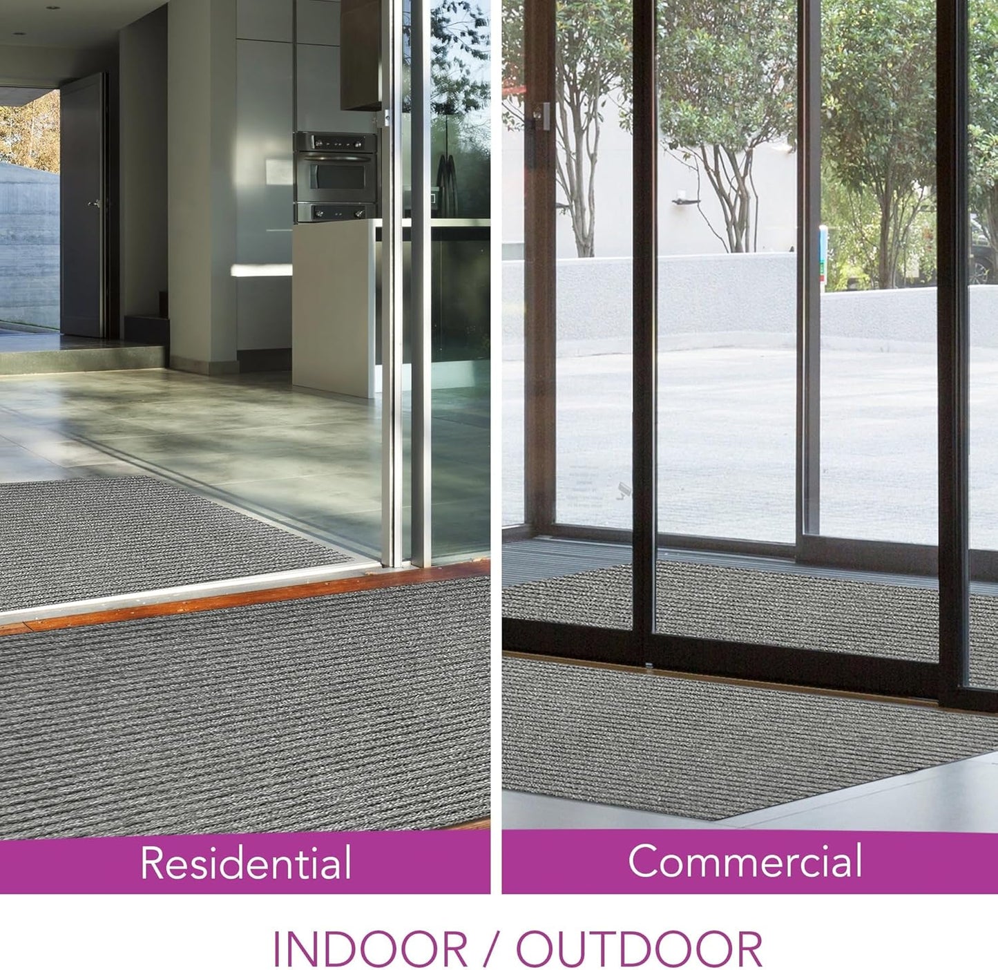 iCustomRug Spartan Weather Warrior Indoor/Outdoor Utility Ribbed Carpet Runner with Non-Slip Thermoplastic Rubber Backing, 3ft X 6ft in Grey