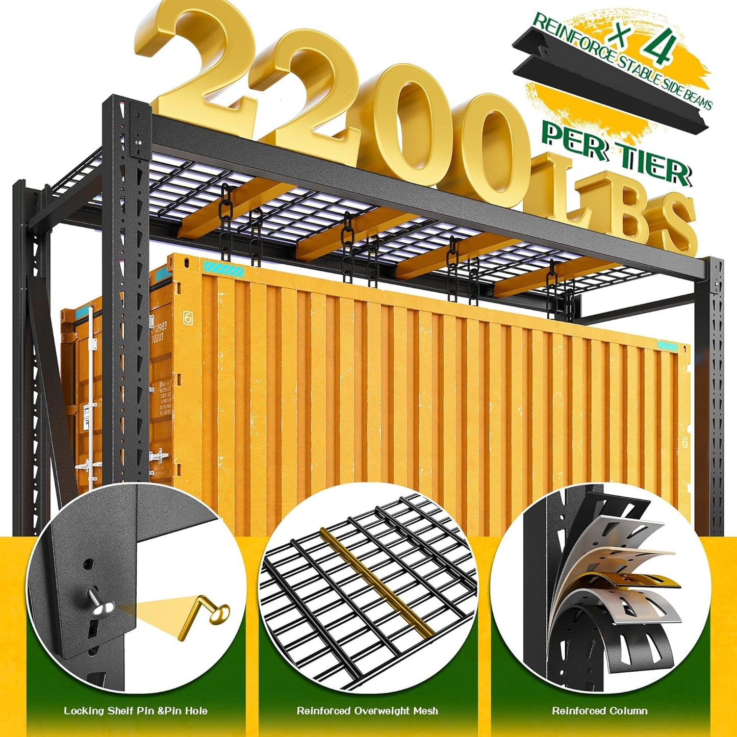 Bepatio 77" W Garage Shelving Storage Shelves, 3 Tier Metal Shelving Unit Heavy Duty for Storage, Adjustable Black Shelves for Commercial, Industrials, Garage, Basement, 77.2" W*23.7" D*66.2”H