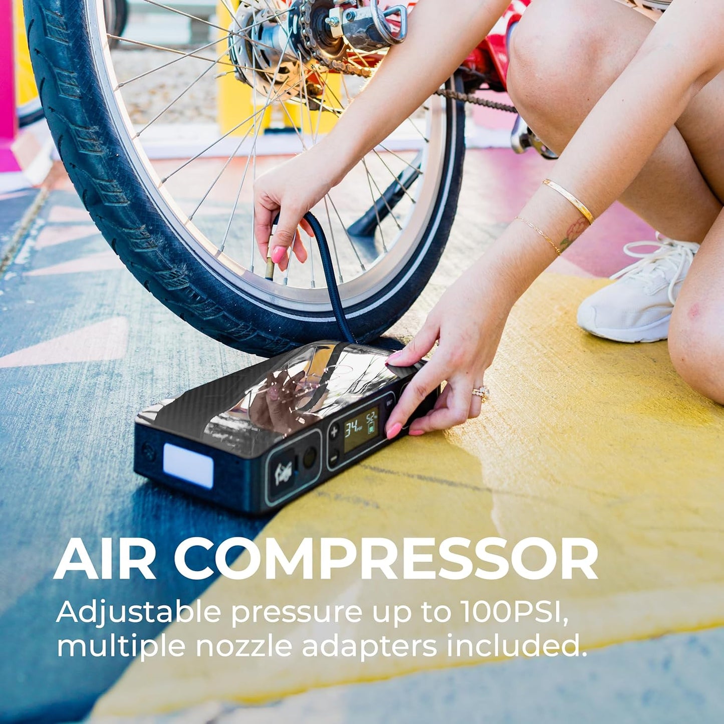 HALO Bolt Air 58830 Portable Car Battery Jump Starter | 100 PSI Air Compressor, 58.8Wh USB Power Bank, Emergency Floodlight & Charger, Jumps Cars SUVs & Trucks, Inflates Tires, TSA Approved — Black