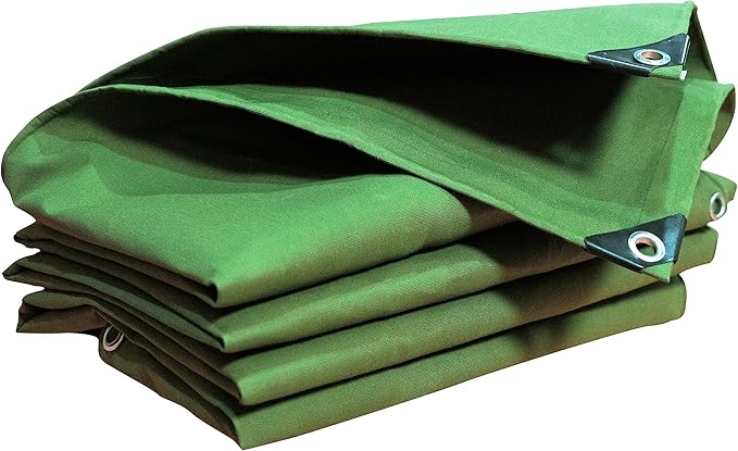 Large Canvas Tarp 10x20 Feet 16oz Extra Heavy Duty Green Cover with Grommets, Tearproof, Durable, Water-Resistant Canvas Tarp Cover for Woodpile,Roof,Camping,Industrial Use
