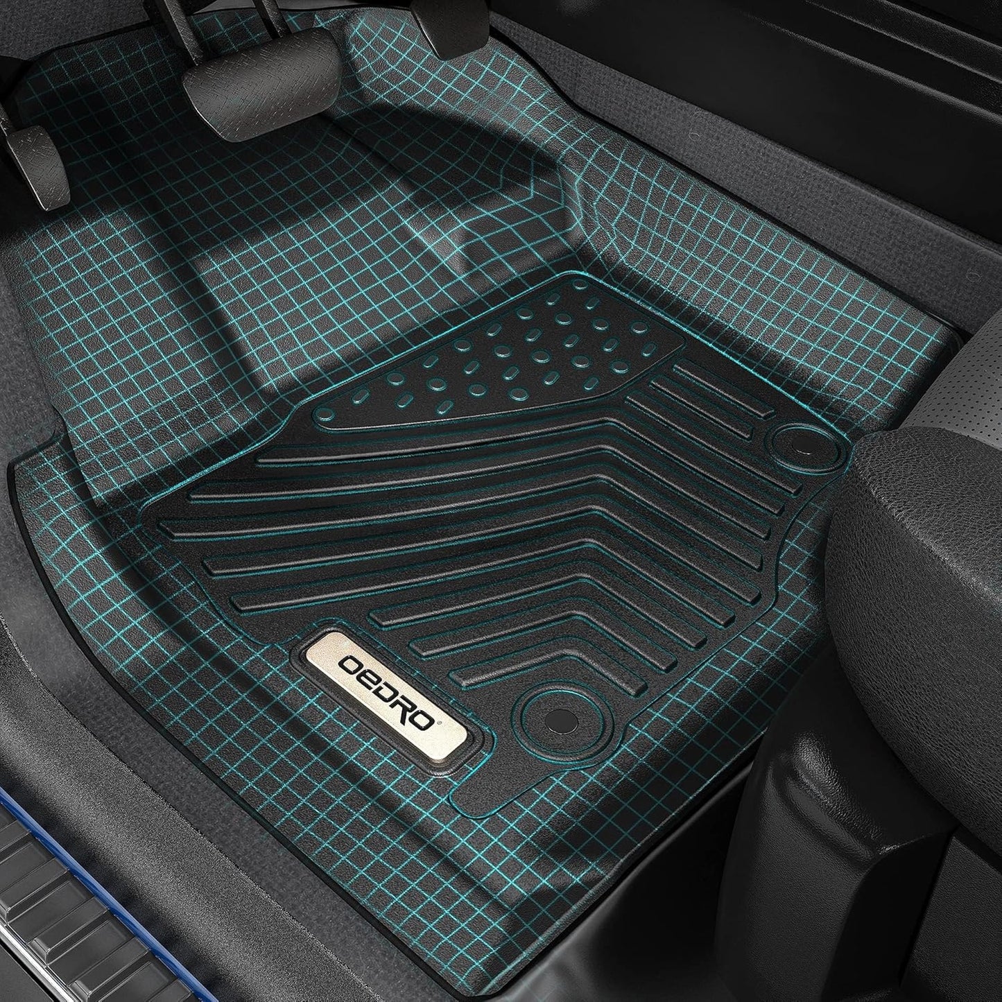 OEDRO Floor Mats Fit for 2014-2015 Nissan Altima / 2016-2020 Nissan Maxima, Unique Black TPE All-Weather Guard Includes 1st and 2nd Row: Front, Rear, Full Set Liners