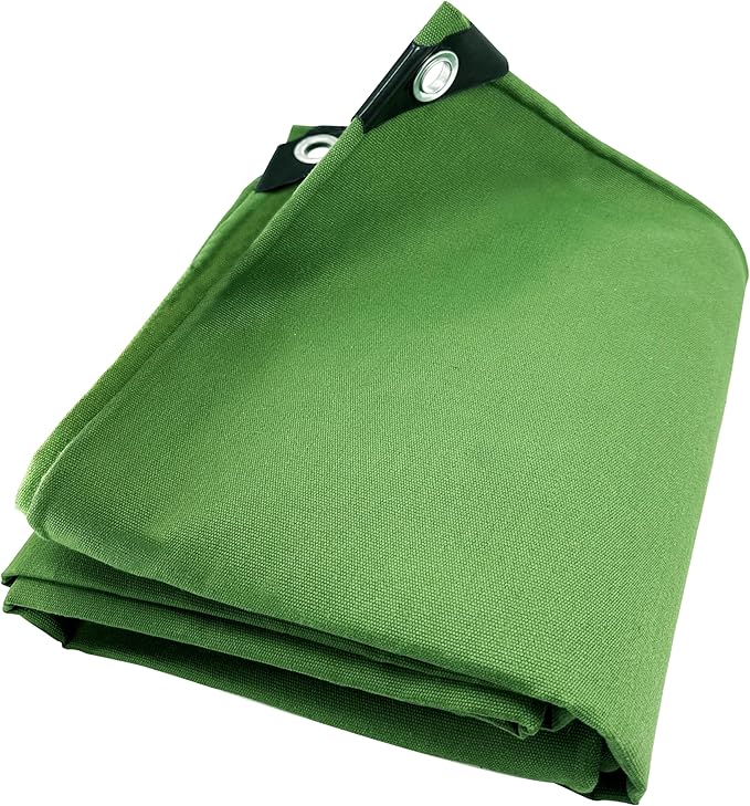 Extra Heavy Duty Canvas tarp 4x8 Feet 18oz Water-Resistant Small Canvas Tarp with Grommets,Tear Resistant, Durable, Multipurpose Protective Green Canvas Covering 32 Mil Thickness