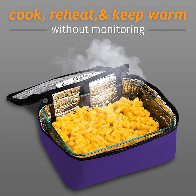 HOTLOGIC Mini Heated Lunch Box - Portable Electric Food Warmer for Men and Women - Great for Work, Office, and Construction - Cook, Reheat, and Eat on the Go - 12V - Purple