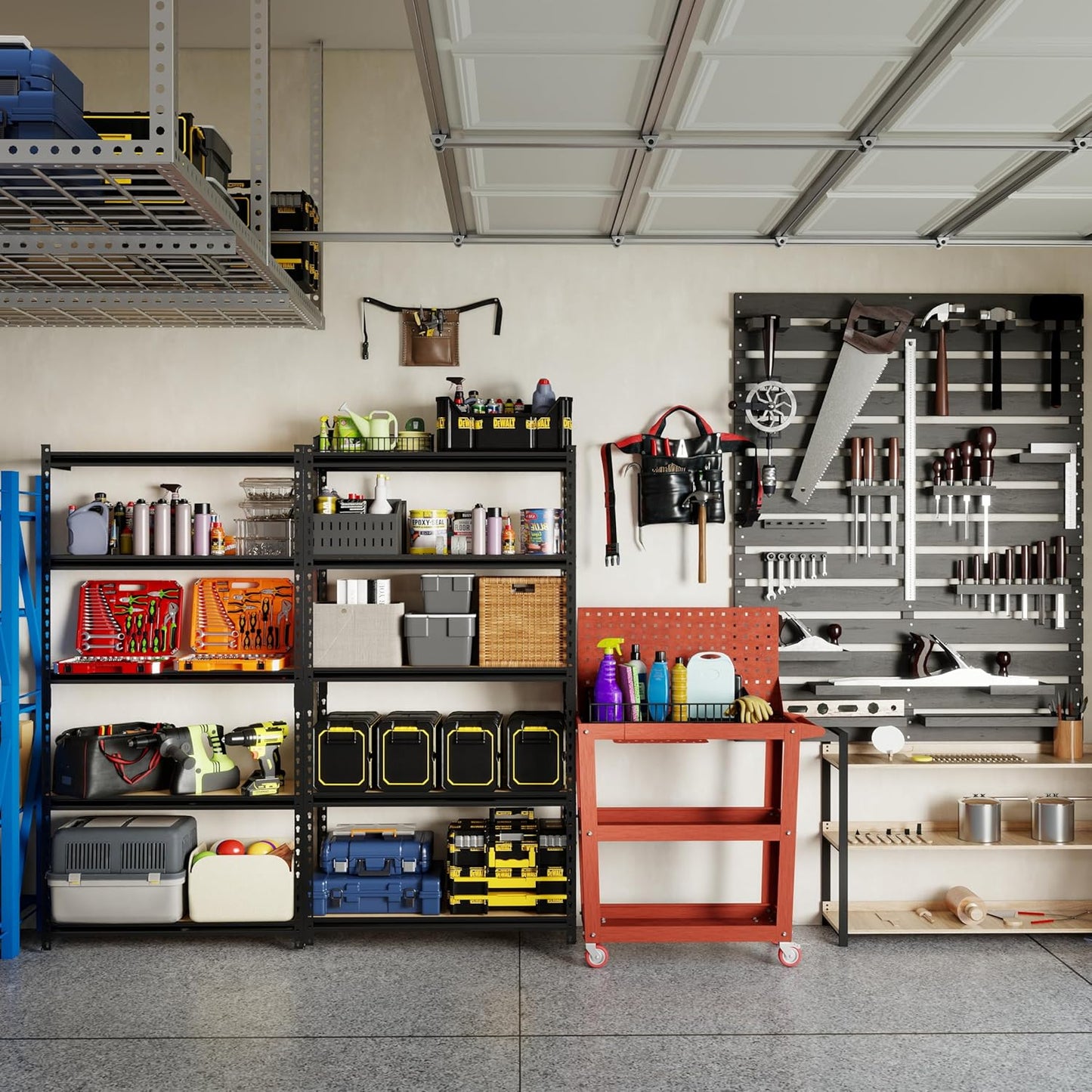 2000LBS Storage Shelves 5 Tier Garage Shelving Heavy Duty, Adjustable Metal Shelving Unit, Garage Shelves for Basement, Warehouse, Pantry, 72" H x 35.8" W x 15.8" D, Black