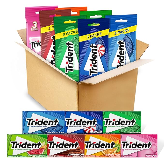 Trident Sugar-Free Chewing Gum Variety Pack Candy, Assorted Flavors, 21 Packs of 14 Pieces (294 Total Pieces)