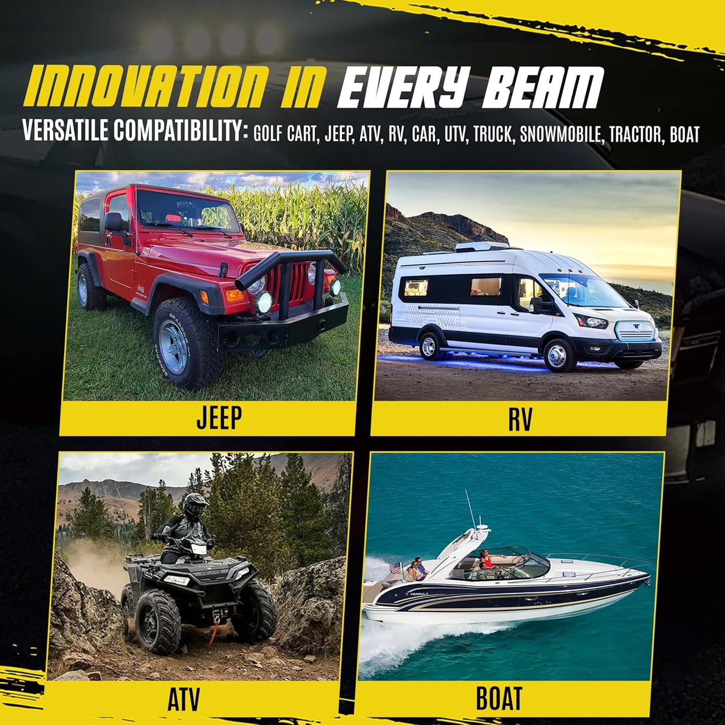 7 Inch Round LED Offroad Lights, LED Light Pods 120W 10000lm for Truck ATV UTV RV SXS Car Off Road Driving Light, Off-Roading Fog Tractors Work Lights Flood Beam, 2 Pack