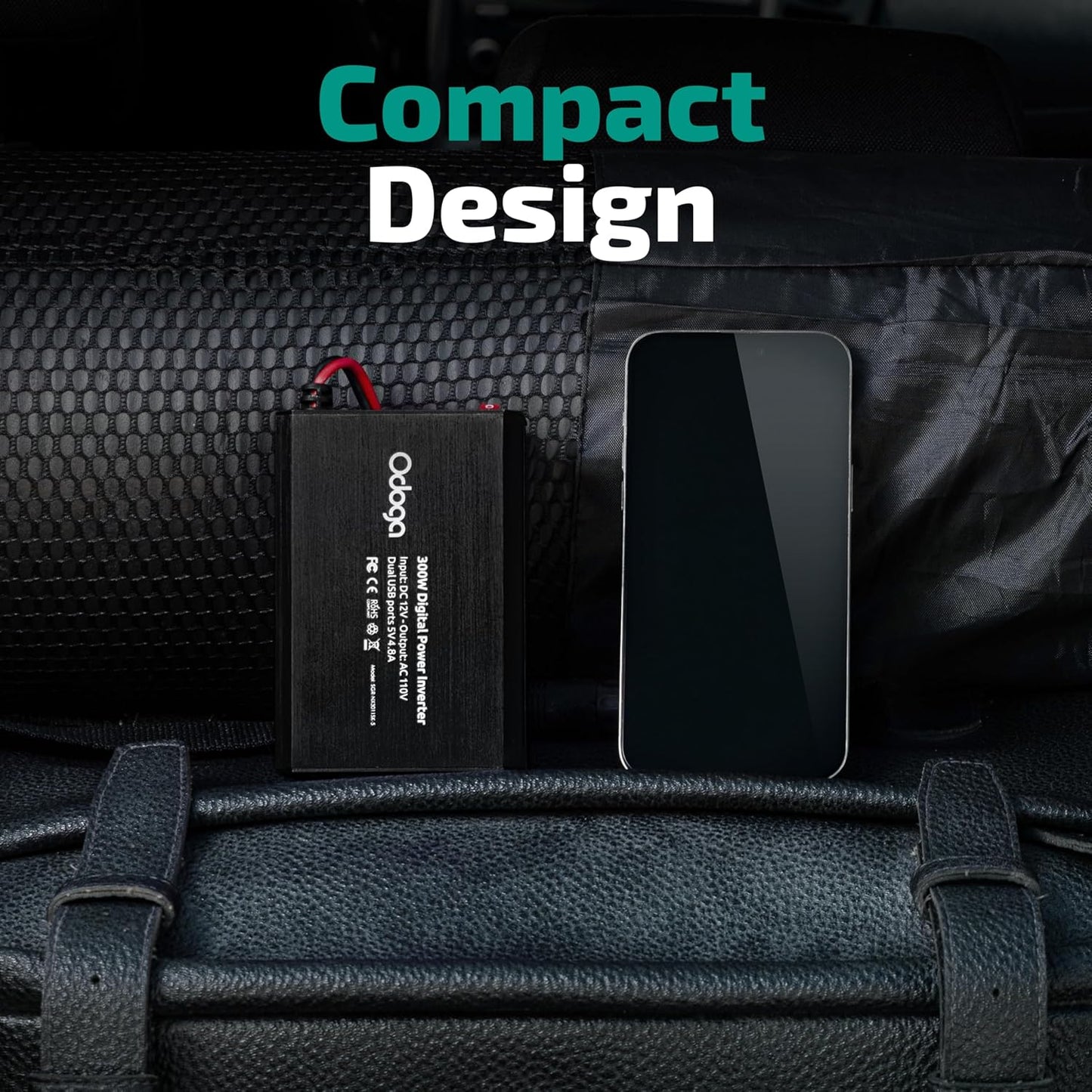 300W Car Power Inverter 12v DC to 110v AC – Car Adapter for Plug Outlet, DC to AC Converter, 4.8A Dual USB by Odoga