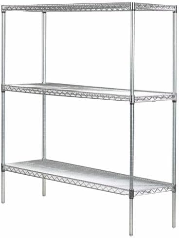 Omega Stainless Steel Shelves, 24" Deep x 42" Wide x 34" High 3 Tier Heavy Duty Wire Shelving Unit for Kitchen Garage Office Restaurant Warehouse 800-lb Per Shelf Weight Capacity