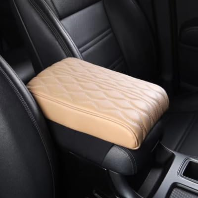 Leather Car Armrest Box Mat - 2023 New Waterproof Car Center Console Cover Mat, Universal Armrest Mat, Leather Car Armrest Cover for SUV/Truck/Vehicle (B-Beige)