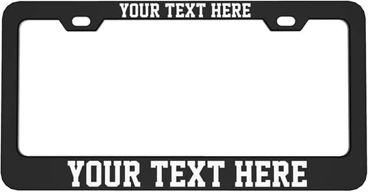 Custom Personalized License Plate Frame,2 PCS Customized Design Metal Car License Plate Frame with Text,12"x6",Black