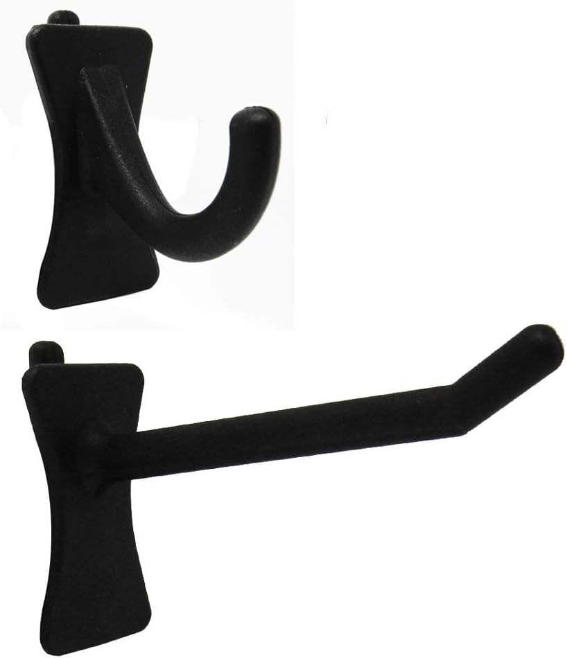 PegPro® J & 2" Hooks Kit for Standard “Wood Fiber” pegboard – Durable Plastic Pegboard Hooks - for Garage, Kitchen, Craft Room, and More (J & 2" Hook - 50 Pack, Black)