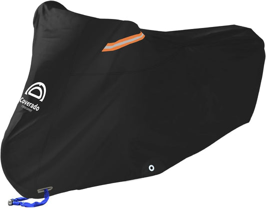 Motorcycle Cover Waterproof Outdoor 80 inches Length All Season Universal Protection, Coverado Scooter Covers with Inner Flame Retardant Fabric and Seam PU Tapes, Fit for Harley Davidsion Yamaha etc