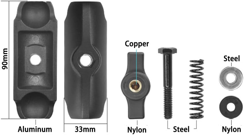 Strg Phone Mount with Drill-Down Round Base with Medium B Size 1" Ball Double Socket Arm, Phone Holder Compatible with All Phones Car Motorcycle Bike and More Phone Mount