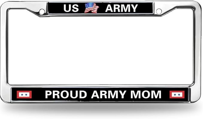 US Army Mom License Plate Frame Chrome Proud Army Mom Slim Design License Plate Frame US Army Pride