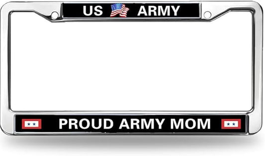 US Army Mom License Plate Frame Chrome Proud Army Mom Slim Design License Plate Frame US Army Pride
