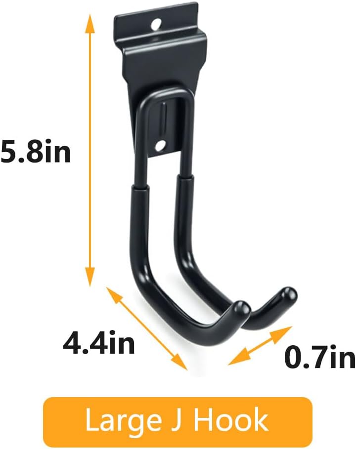 Slatwall Hooks Heavy Duty Slat Wall Accessories Garage Large J Slatwall Hooks Assortment, Slatwall Panel Hooks, Black(10 Pack)