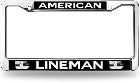 American Lineman License Plate Frame for Religious People USA Flag Pride License Plate Frame Stainless Steel US Army Blessing Easy Installation