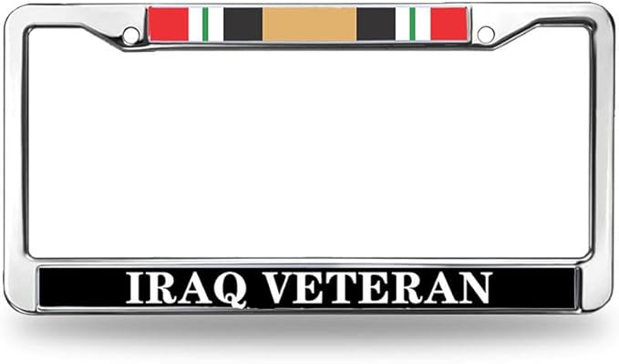 Iraq Veteran Flag License Plate Frame Slim US Army Veteran Stylish License Plate Frame US Veteran Blessing License Plate Frame for Veterans