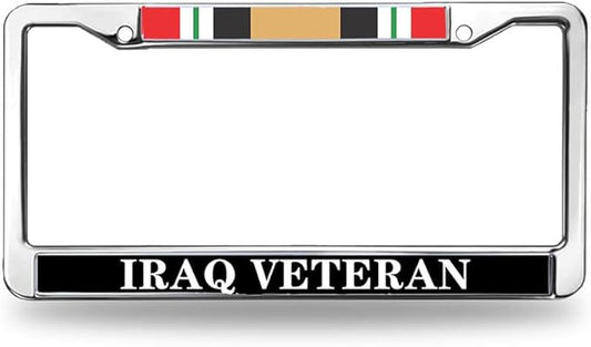 Iraq Veteran Flag License Plate Frame Slim US Army Veteran Stylish License Plate Frame US Veteran Blessing License Plate Frame for Veterans