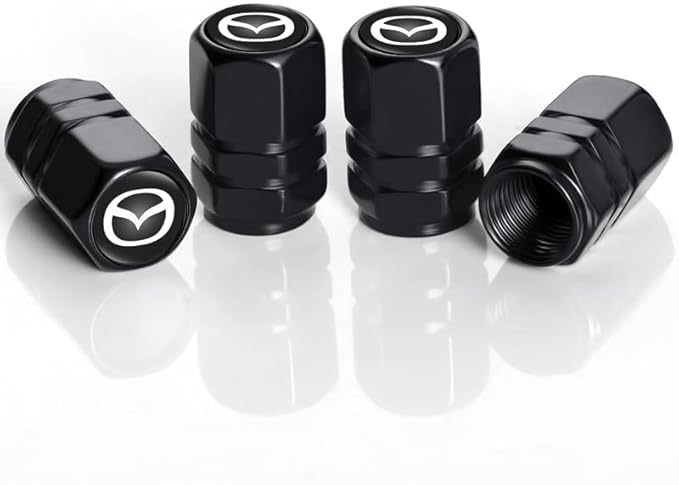 4Pcs Metal Car Tire Valve Stem Caps Compatible with Mazda M2 M3 M5 M6 MX5 RX7 RX8 A8 CX9 MX6 R3 CX-5 CX-7 CX-8, Car Tire Air Caps Cover,Easy-Grip Anti-Corrosion Alloy Leak-Proof Tire Accessories