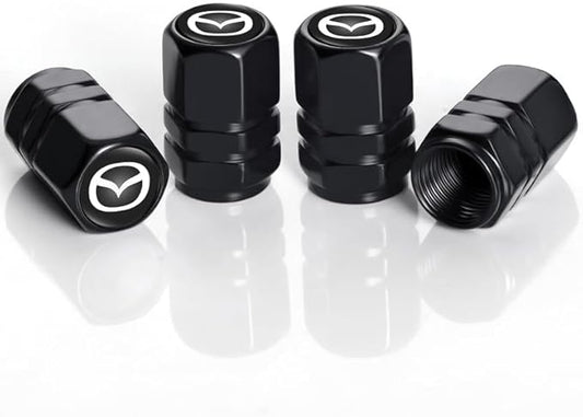 4Pcs Metal Car Tire Valve Stem Caps Compatible with Mazda M2 M3 M5 M6 MX5 RX7 RX8 A8 CX9 MX6 R3 CX-5 CX-7 CX-8, Car Tire Air Caps Cover,Easy-Grip Anti-Corrosion Alloy Leak-Proof Tire Accessories