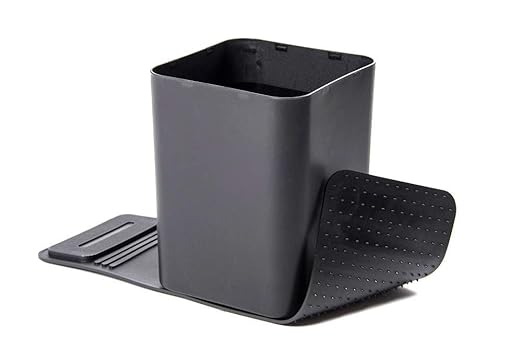 Car Trash Can for Vehicles Leakproof Compact Garbage Bin w/ Stability Flap, Anti-Slip Base, Portable Trash Holder for Cars, Trucks, SUVs, Minivans Compact, Auto Container Organizer (Black, Medium)