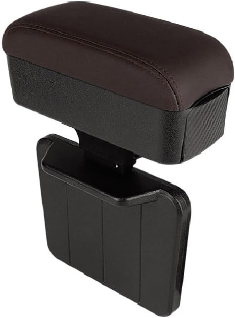 JEYODA Car Armrest Box with Cup Holder Car Central Liftable Armres Storage Organizer Box Arm Rest，Car Seat Gap Filler Organizer (Brwon)