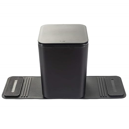 Car Trash Can for Vehicles Leakproof Compact Garbage Bin w/Stability Flap, Anti-Slip Base, Portable Trash Holder for Cars, Trucks, SUVs, Minivans (Black with Lid, Medium)
