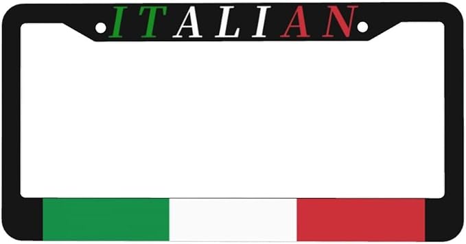 Italian Flag License Plate Frame Personalized Italy Flag License Plate Cover Aluminum Metal Novelty Car Tag Holder 2 Hole with Screws US Vehicle Standard 12 x 6 Inches Decorative for Men Women 1 Pcs