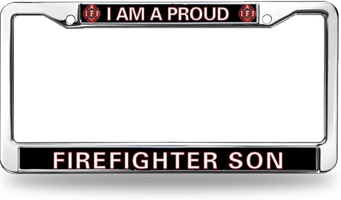 Proud Firefighter Son License Plate Frame Firefighter Superhero Durable License Plate Frame Firefighter Gifts for Men