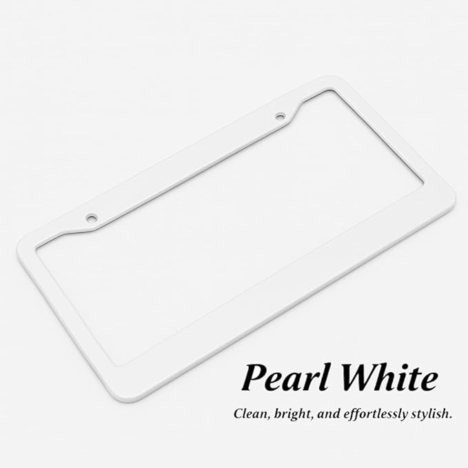 Custom License Plate Frames - Create Your own Personalized License Plate Frame with Text or Graphics, Stylish and Durable Aluminum Frame, fits Standard US 12" x 6" License Plates (Pearl White, 2)